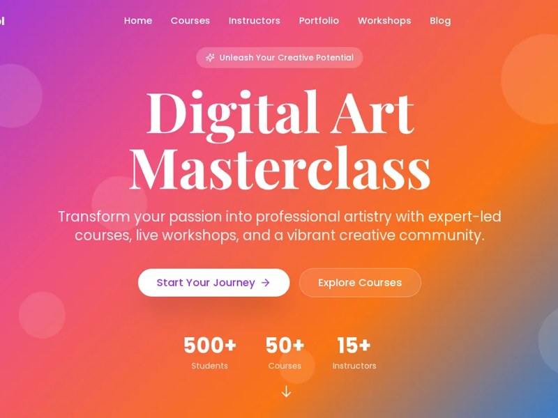 Digital Art School Landing Page