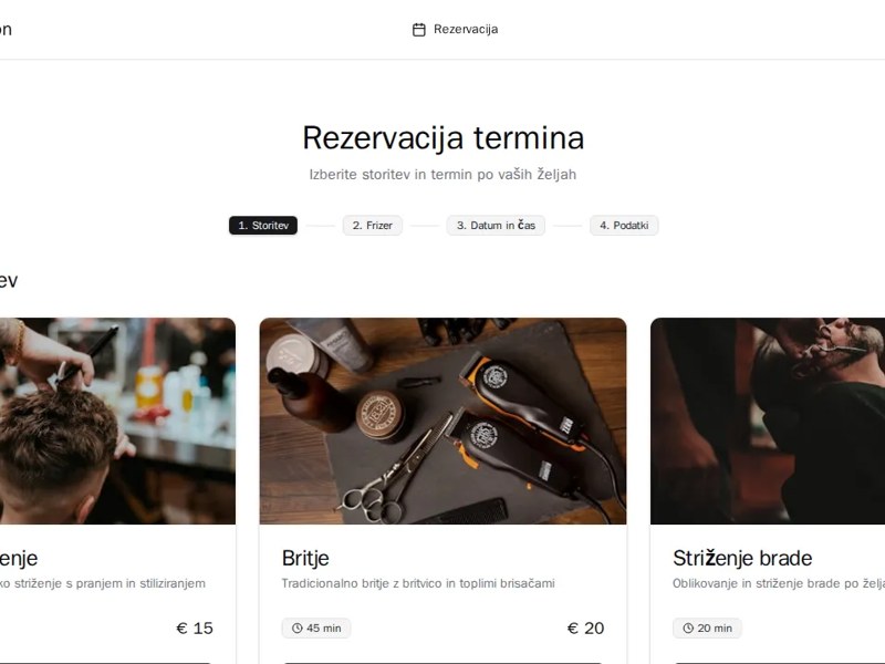 Frizerski Salon - Sistem Rezervacij