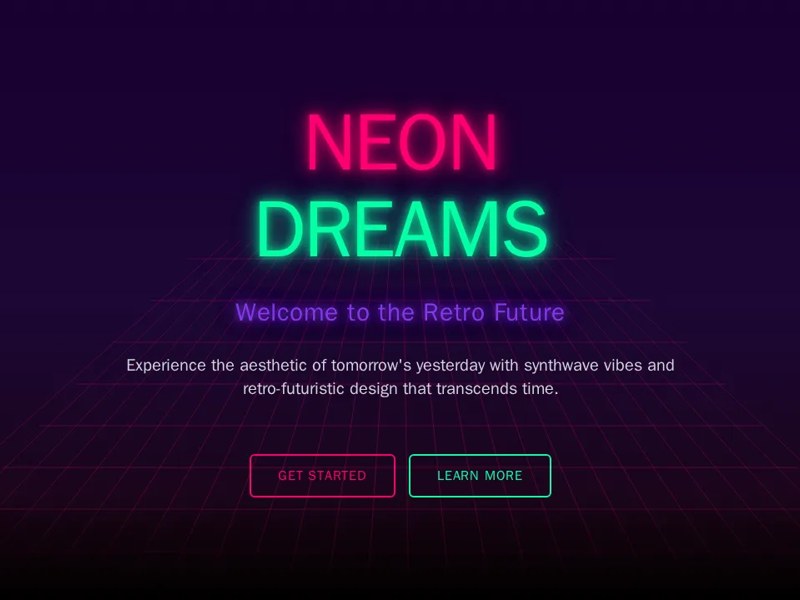 Synthwave Neon Landing Page