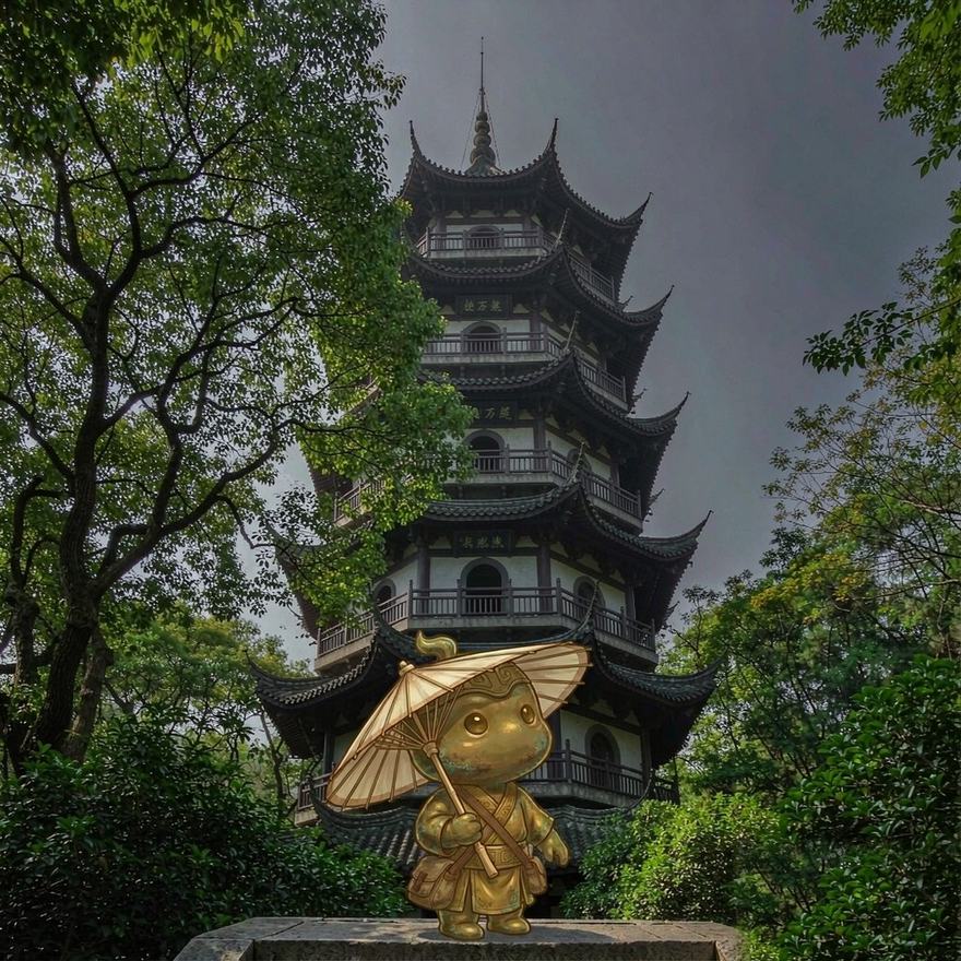 青铜小人 × 实景 打卡效果图