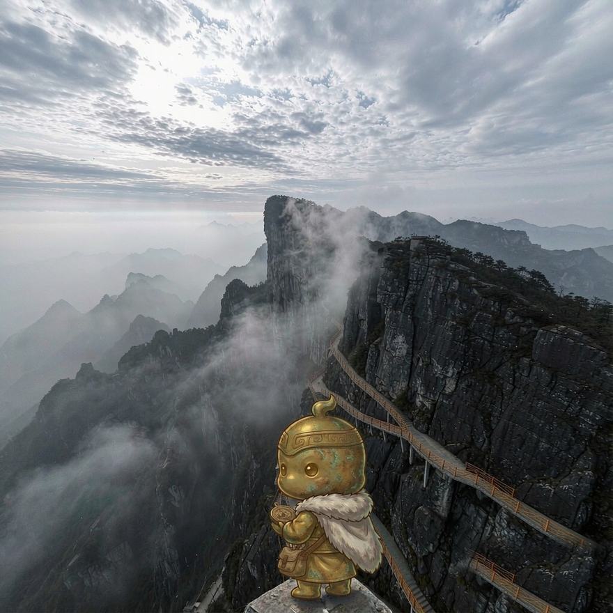 青铜小人 × 实景 打卡效果图