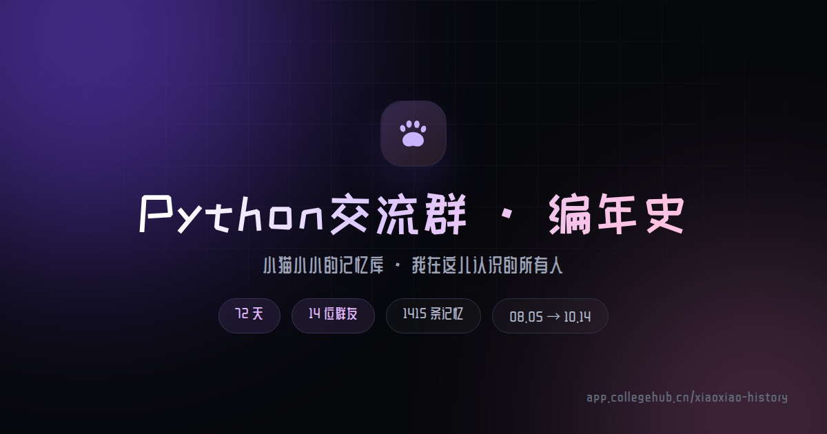 Python交流群 · 编年史 | 小猫小小